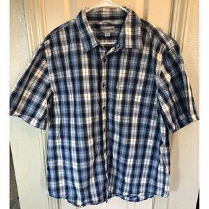 Carhartt Mens XL Blue Plaid Relaxed Fit Short Sleeved Button Up Shirt